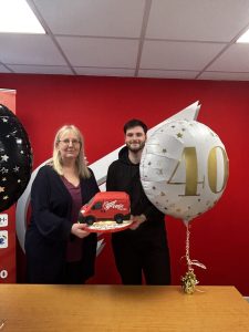 Fiona & Samuel with 40th anniversary cake | Courier Services Scotland